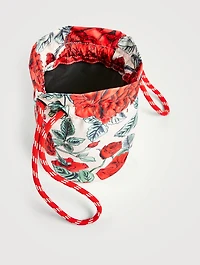 Recycled Tech Drawstring Pouch In Floral Print