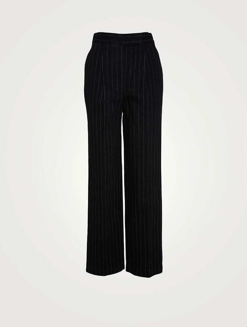 Dipped Back High-Waisted Pants Striped Print