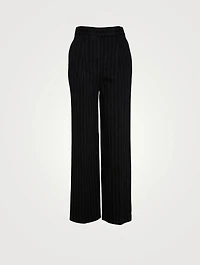 Dipped Back High-Waisted Pants Striped Print