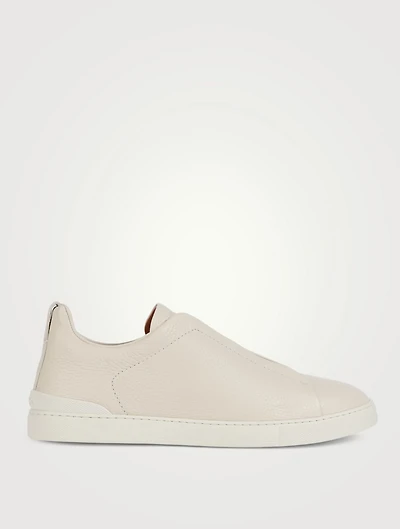 Triple Stitch Leather Slip-On Sneakers