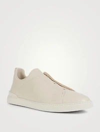 Triple Stitch Leather Slip-On Sneakers