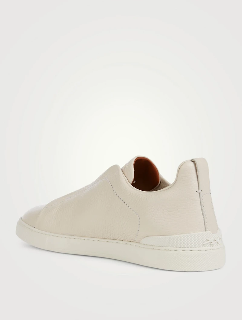Triple Stitch Leather Slip-On Sneakers
