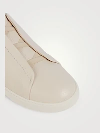 Triple Stitch Leather Slip-On Sneakers