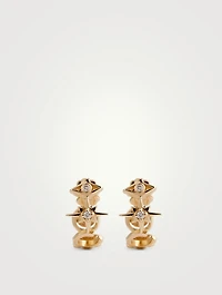 14K Gold Icon Huggie Hoop Earrings With Diamonds