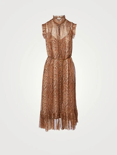 Botanica Python Silk-Blend Swing Midi Dress