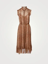 Botanica Python Silk-Blend Swing Midi Dress