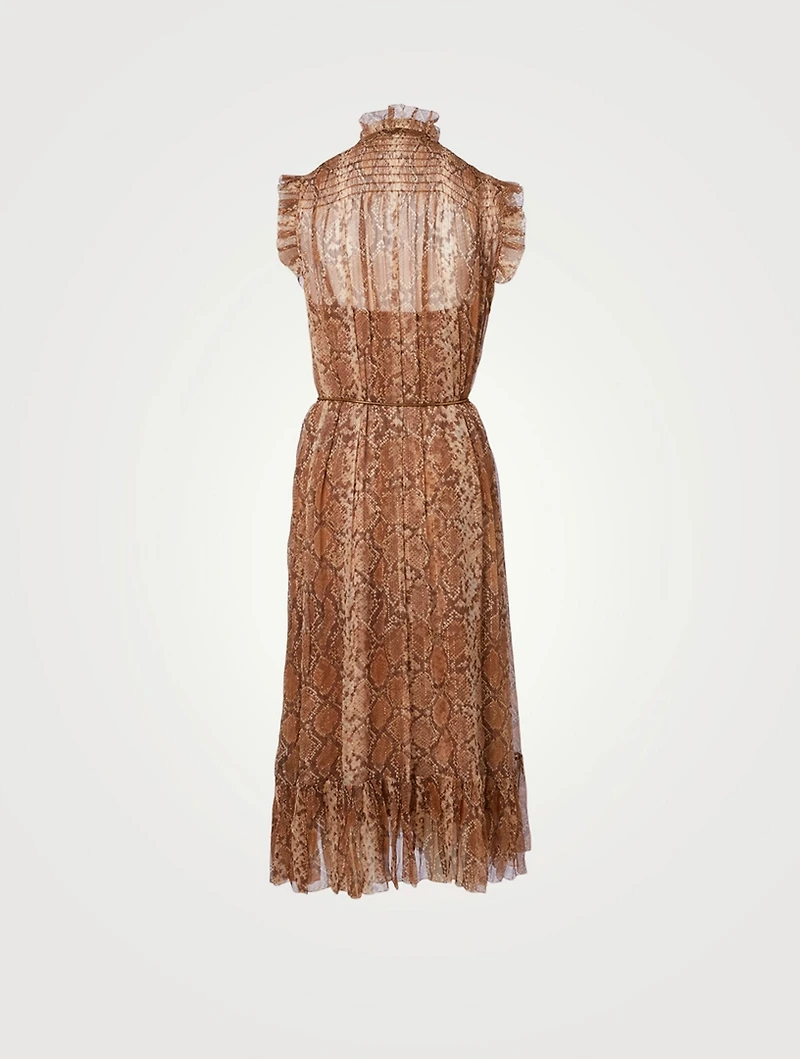 Botanica Python Silk-Blend Swing Midi Dress