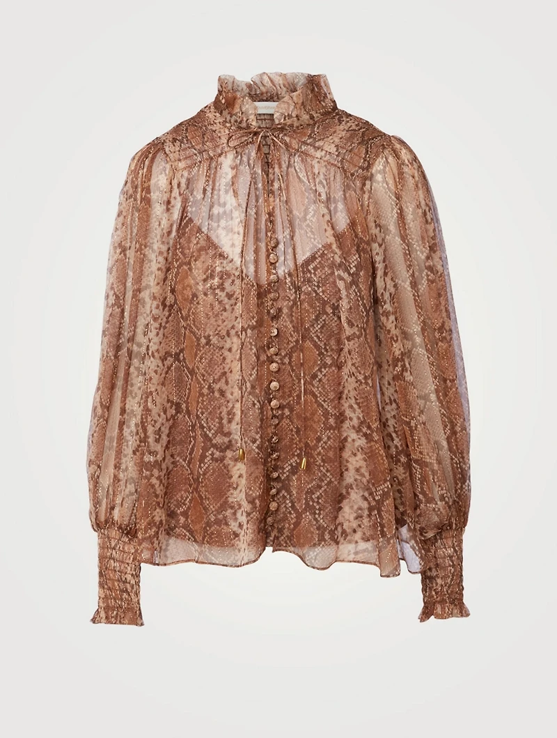 Botanica Python Silk-Blend Swing Blouse