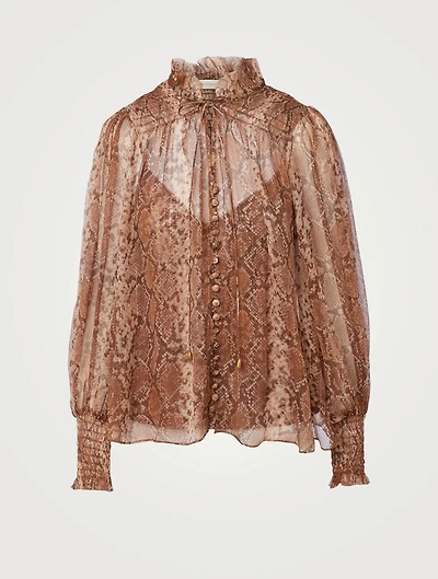 Botanica Python Silk-Blend Swing Blouse