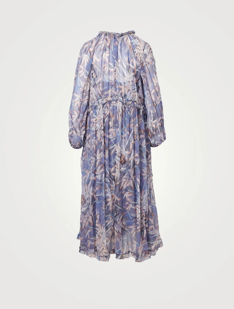Botanica Drawn Silk Midi Dress