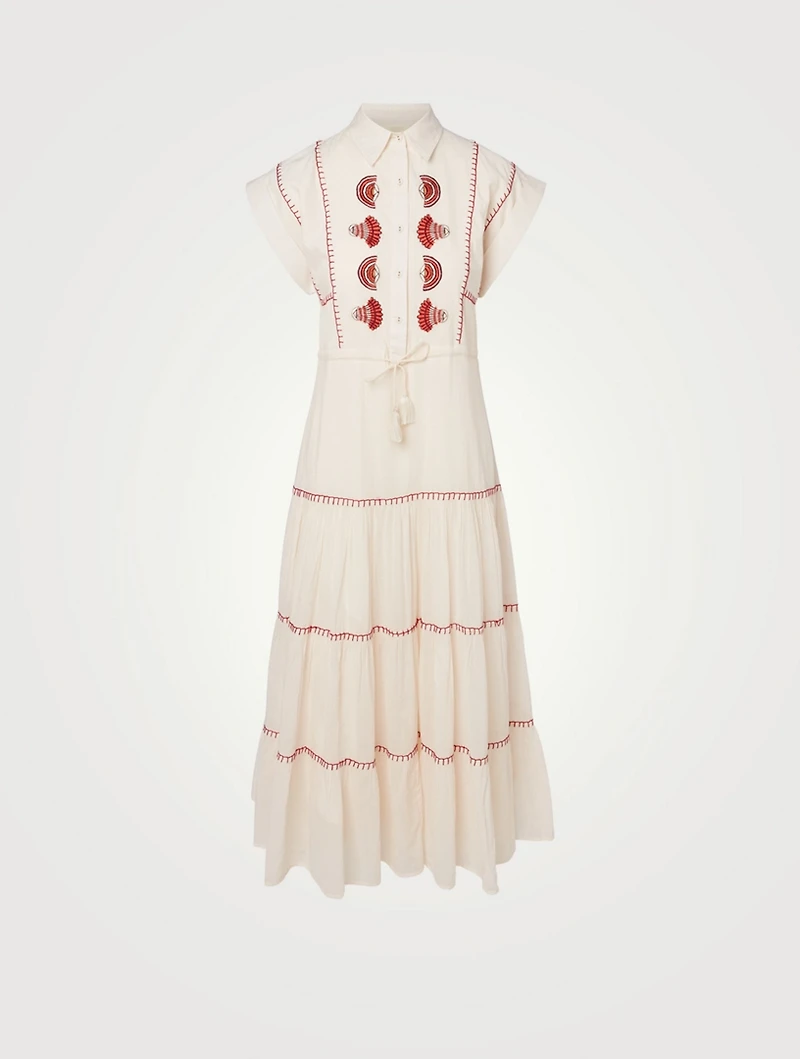 Natalie Organic Cotton Maxi Dress With Embroidery