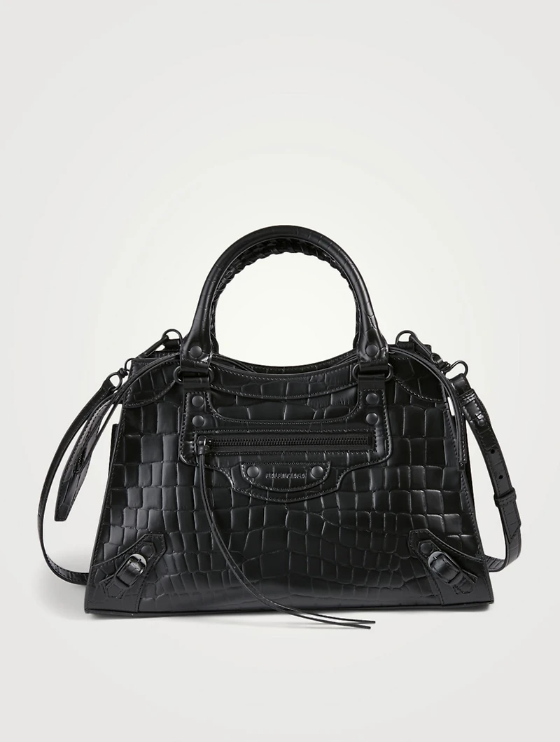 Small Neo Classic Croc-Embossed Leather City Bag
