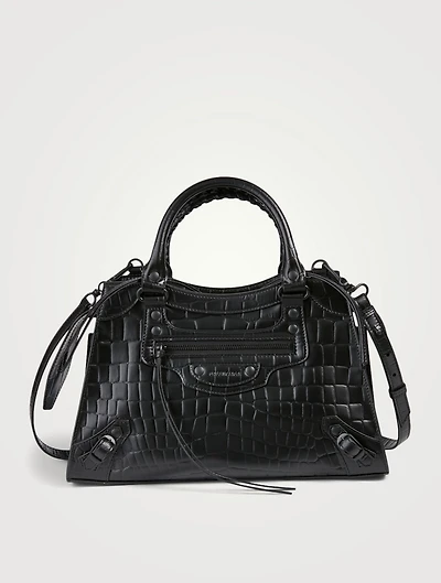 Small Neo Classic Croc-Embossed Leather City Bag