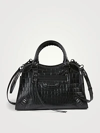 Small Neo Classic Croc-Embossed Leather City Bag