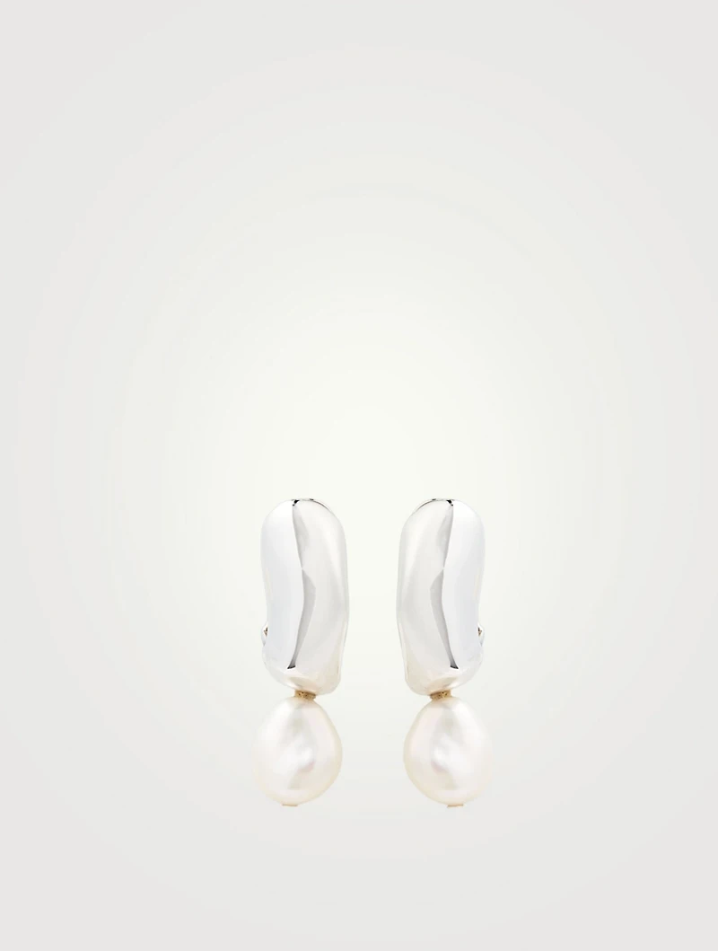 Sterling Silver Ebi Perla Earrings With Pearls