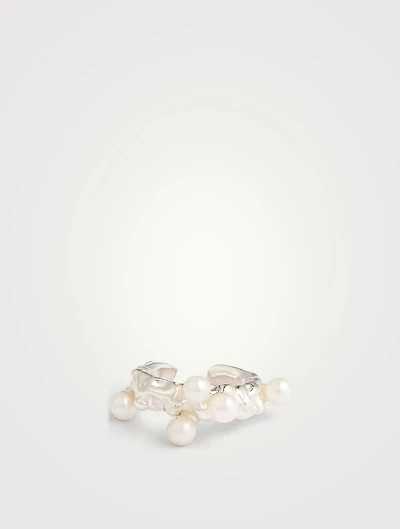 Roca Perla Sterling Silver Earcuff With Pearls