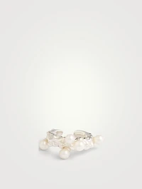 Roca Perla Sterling Silver Earcuff With Pearls