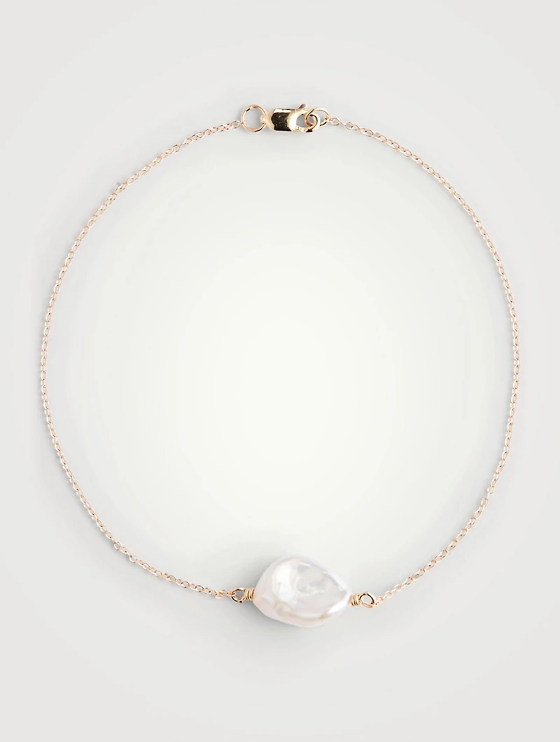Keshi 14K Gold Bracelet With Pearl