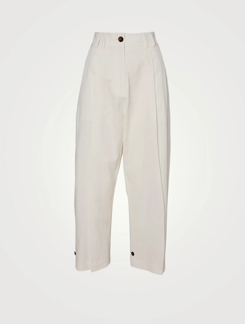 Linen Double Pleat Tapered Pants