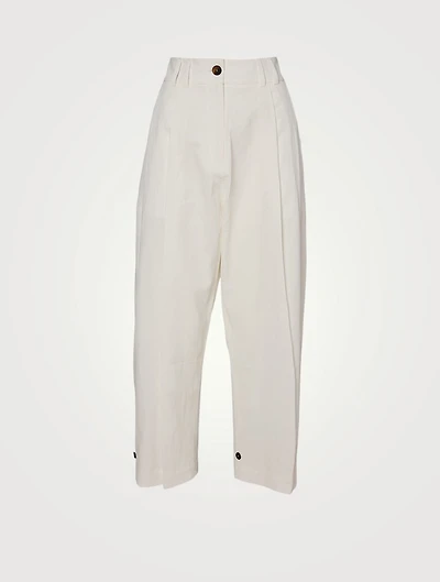 Linen Double Pleat Tapered Pants