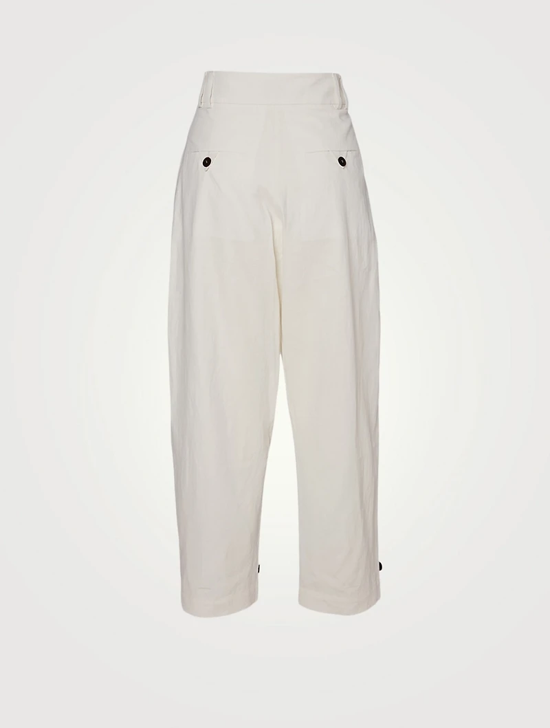 Linen Double Pleat Tapered Pants
