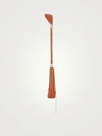 Small Cut Out Croc-Embossed Leather Bag With Chain