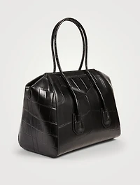 Medium Antigona Croc-Embossed Leather Bag With Lock