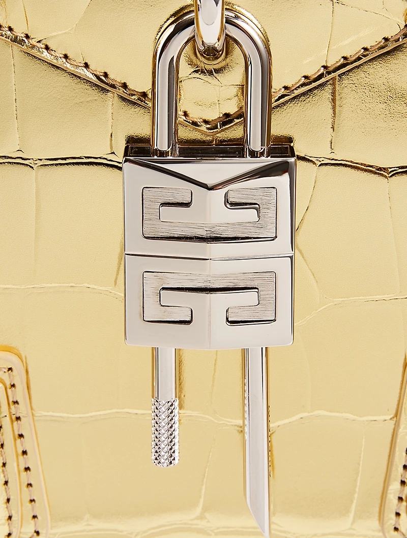 Mini Antigona Metallic Croc-Embossed Leather Bag With Lock