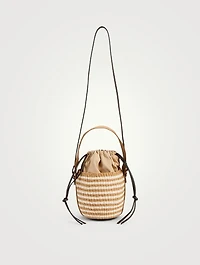 Woody Raffia Stripe Bucket Bag