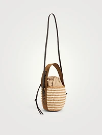 Woody Raffia Stripe Bucket Bag