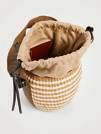 Woody Raffia Stripe Bucket Bag