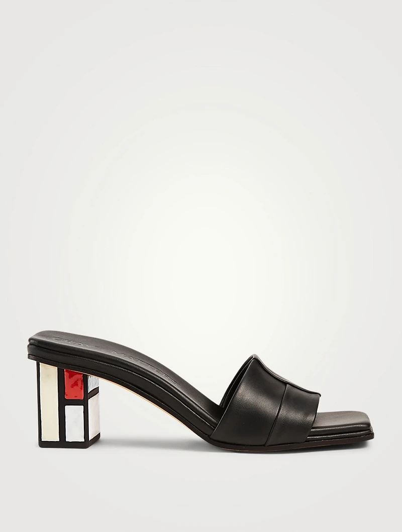 Quadro Leather Heeled Mule Sandals