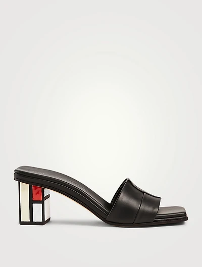 Quadro Leather Heeled Mule Sandals