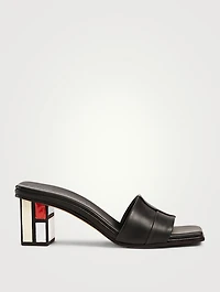 Quadro Leather Heeled Mule Sandals
