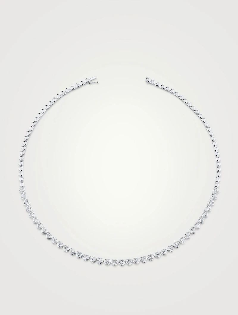 18K Gold Bezel Heart-Shaped Diamond Choker Necklace