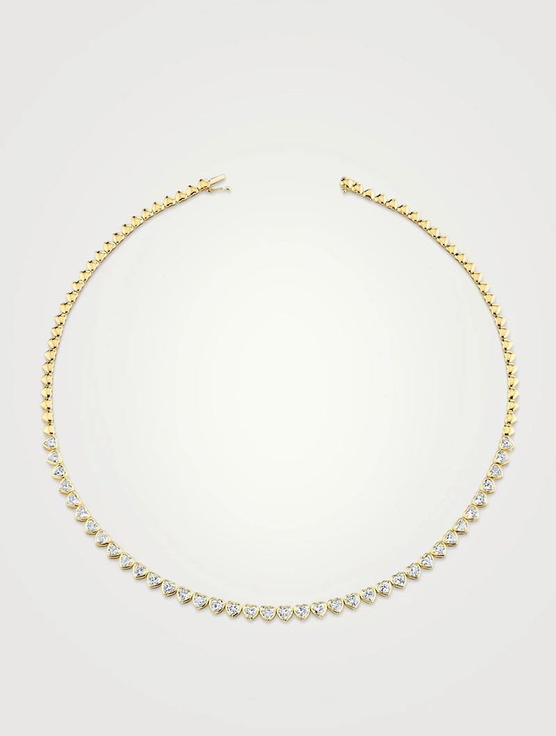 18K Gold Bezel Heart-Shaped Diamond Choker Necklace