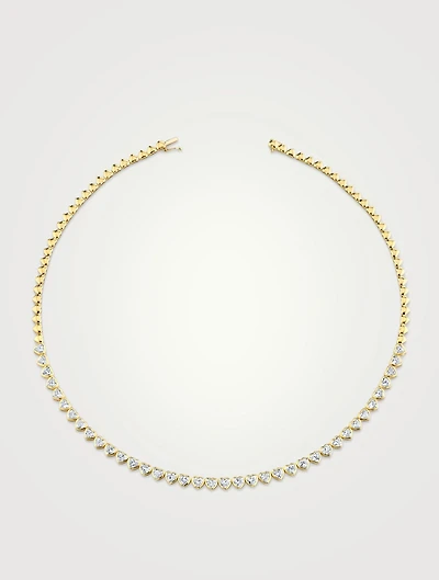 18K Gold Bezel Heart-Shaped Diamond Choker Necklace