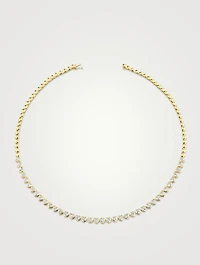 18K Gold Bezel Heart-Shaped Diamond Choker Necklace