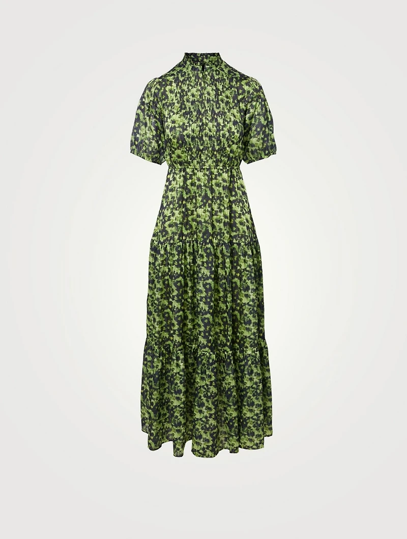 Bella Recycled Polyester Puff-Sleeve Maxi Dress Camouflage Print