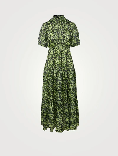 Bella Recycled Polyester Puff-Sleeve Maxi Dress Camouflage Print