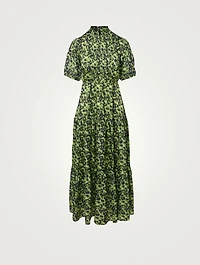 Bella Recycled Polyester Puff-Sleeve Maxi Dress Camouflage Print