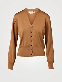 Silk-Blend V-Neck Cardigan