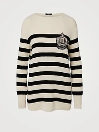 Cotton-Blend Knit Sweater With Badge