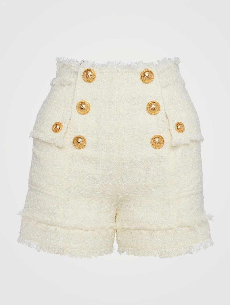 High-Waisted Tweed Shorts