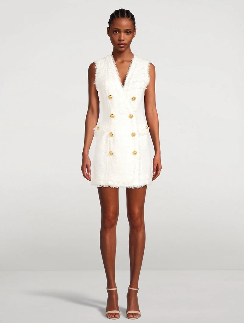 Tweed Double-Breasted Mini Dress