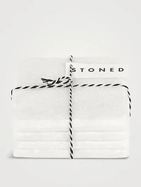 Set Of Four White Marble Square Coasters
