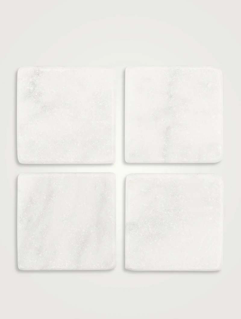 Set Of Four White Marble Square Coasters