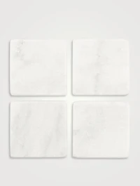 Set Of Four White Marble Square Coasters