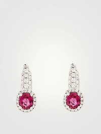 18K White Gold Drop Earrings With Ruby And Diamonds