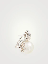 18K White Gold Stud Earrings With Pearls And Diamonds